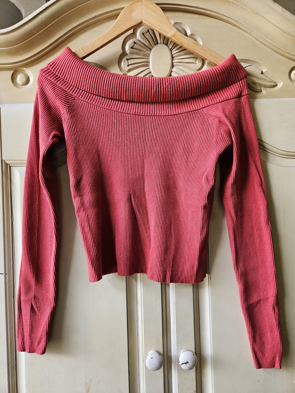 Off-the-Shoulder Sweater - Burnt Orange
